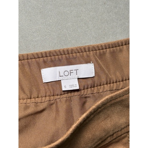 LOFT Camel Faux Suede A-Line Skirt Women Size 6 Tan Mini Skirt Soft - Picture 3 of 7